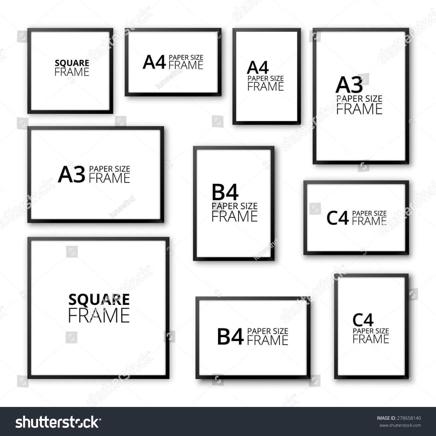 Different Sizes A4 B4 C4 Proportion 