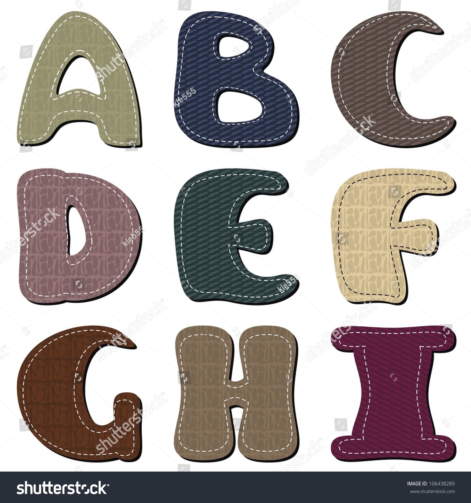 Different Texture Alphabet Scrapbook Part 1 Stock Vector Illustration ...