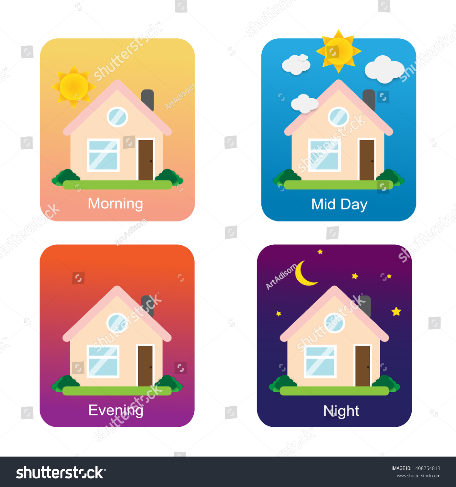 Different Times Daygood Morning Good Afternoon Stock Vector Royalty Free
