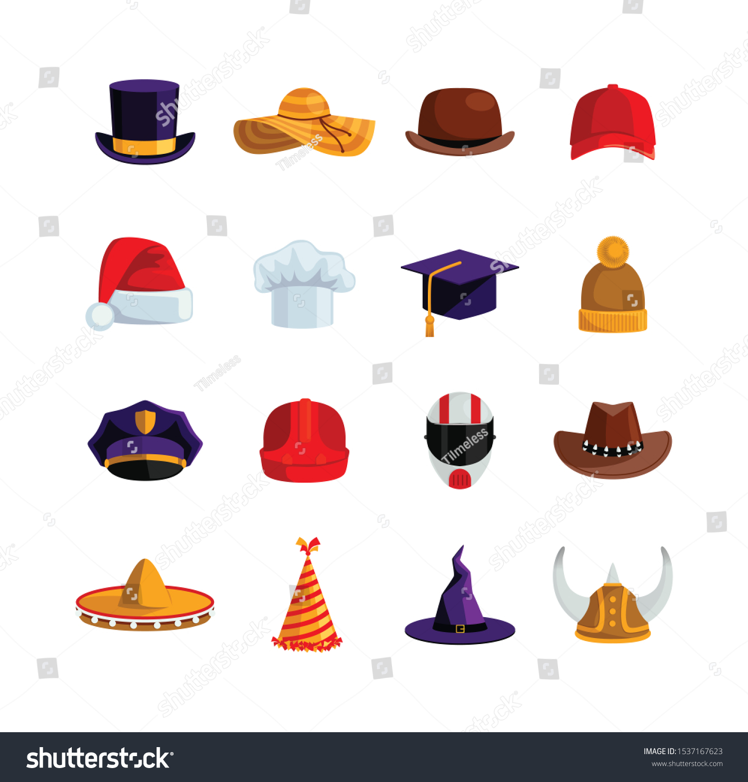 Different Types Collection Hats Men Women Stock Vector Royalty Free 1537167623