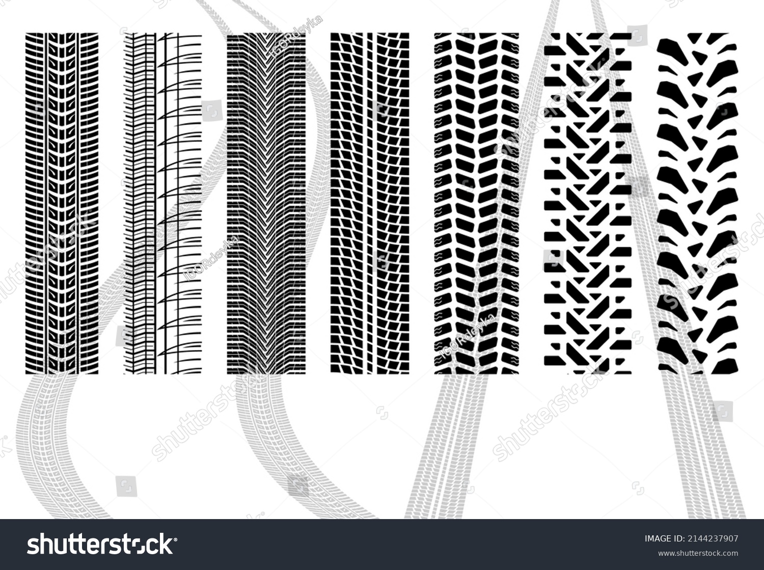 Different Types Car Treads Traces Tires Stock Vector (Royalty Free ...