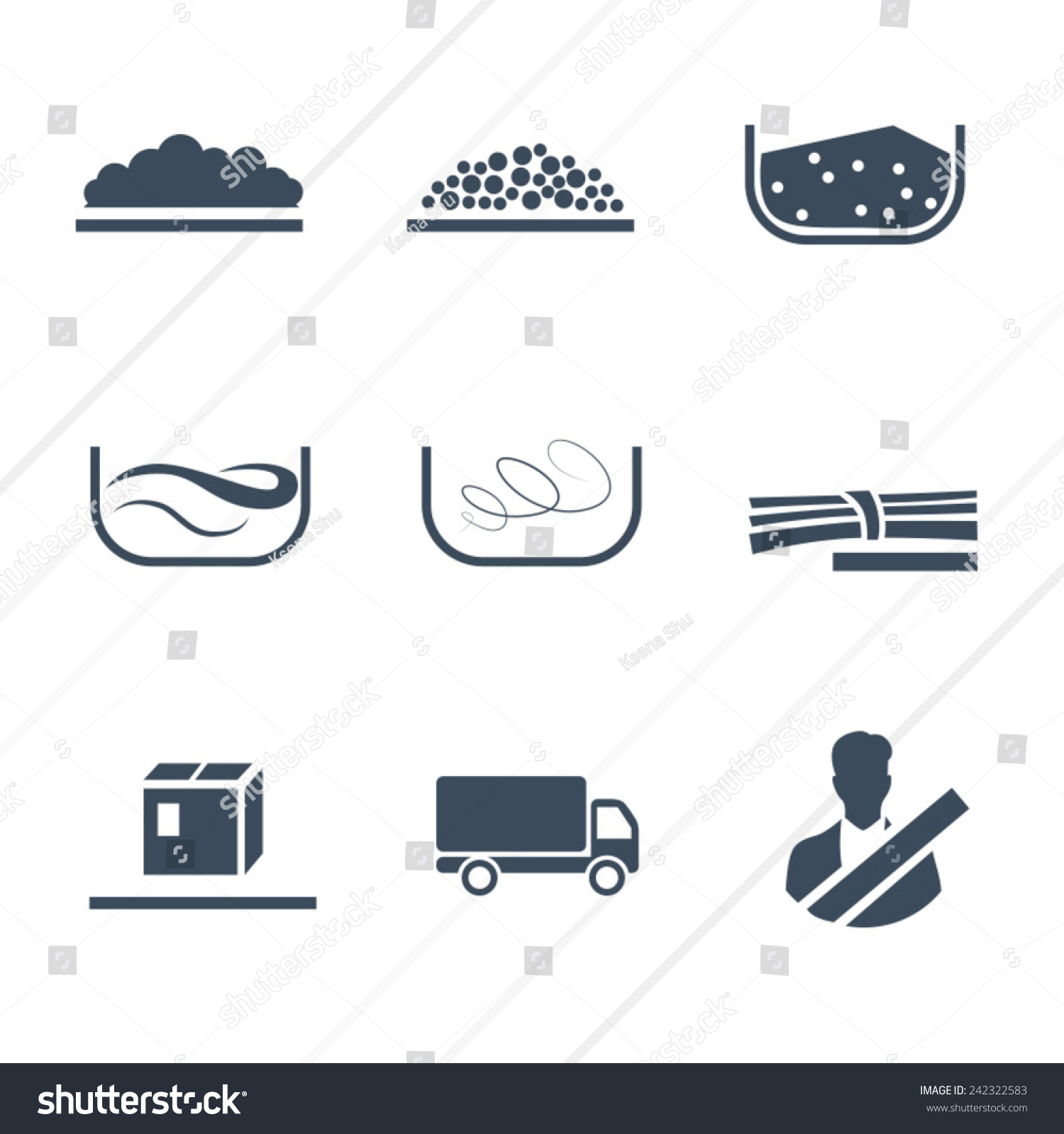 SVG of Different types of cargo / Solid fill vector icons set as flat icons svg