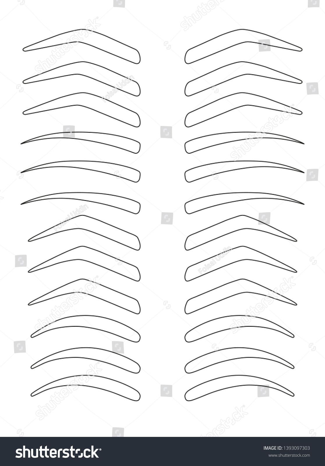 Different Types Eyebrows Shapes Illustration Stock Vector Royalty Free