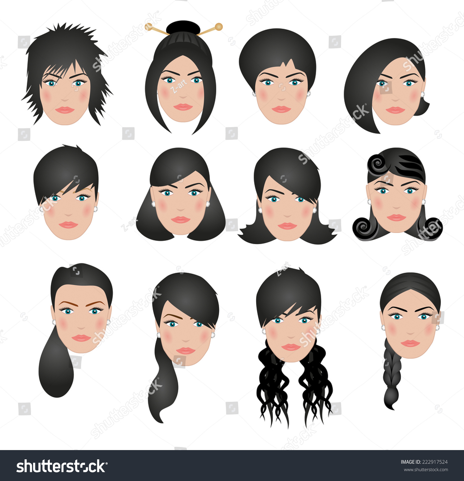 Different Types Hairstyles Stock Vector Royalty Free 222917524 