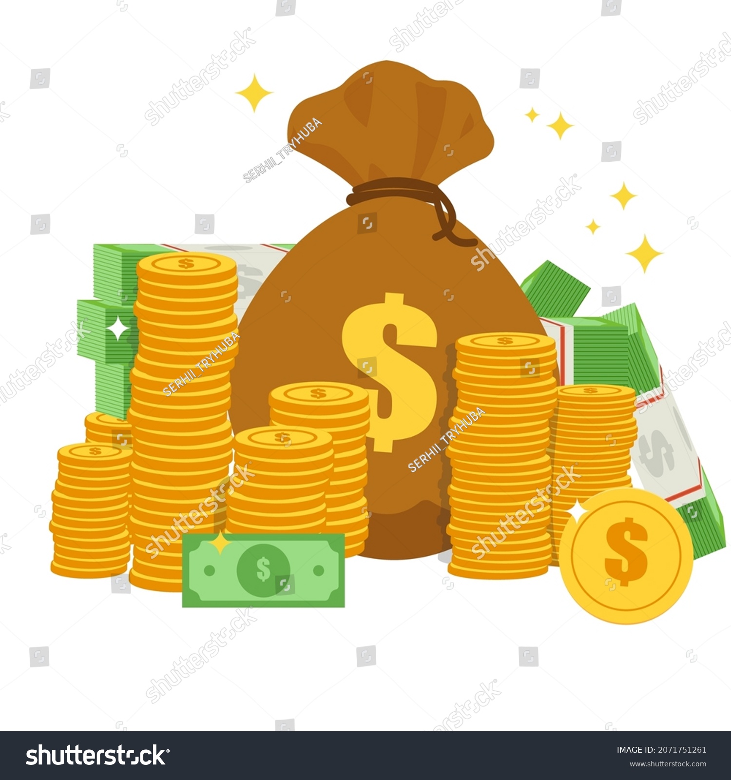 Different Types Money Packing Bundles Banknotes Stock Vector (Royalty ...