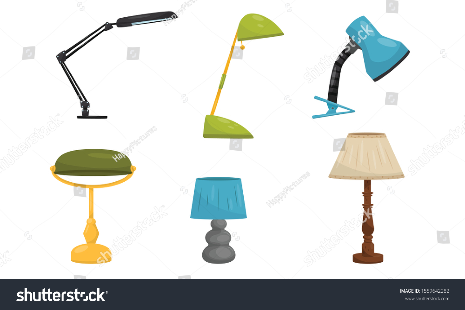 different-types-table-lamps-vector-illustration-image-vectorielle-de