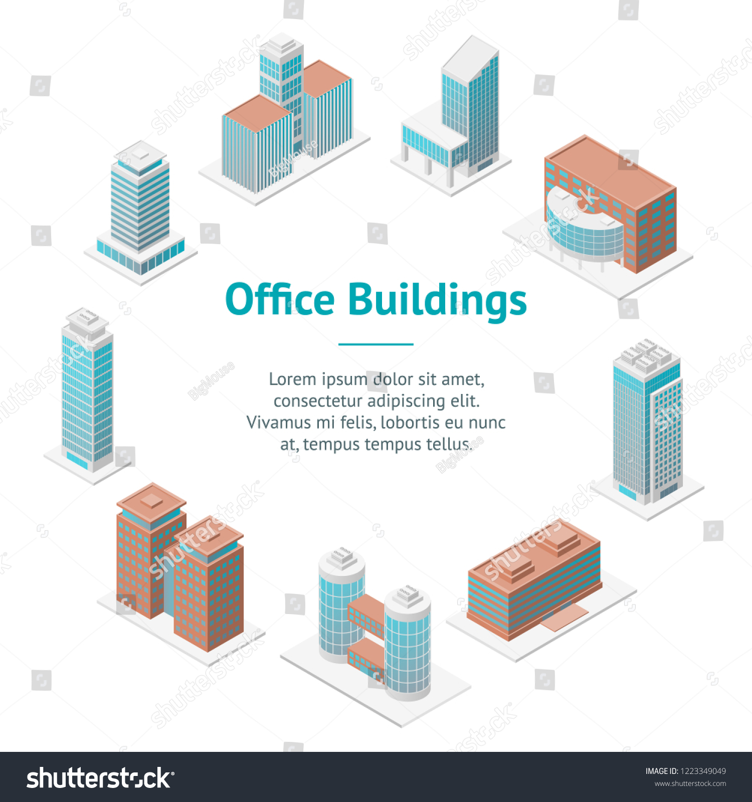 Different Types Office Building 3d Banner 库存矢量图（免版税）1223349049 ...