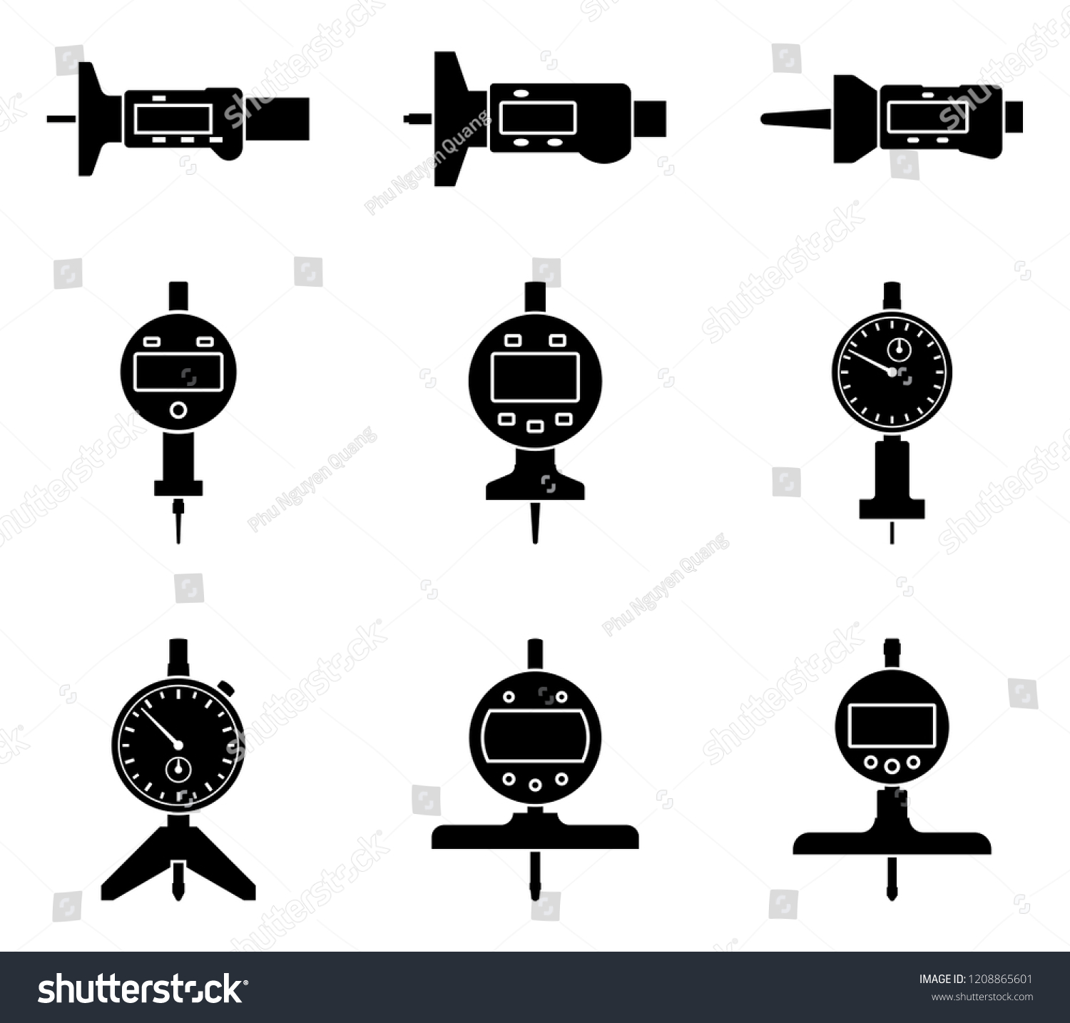 Digital Dial Depth Gauge Icon Set Stock Vector (Royalty Free) 1208865601