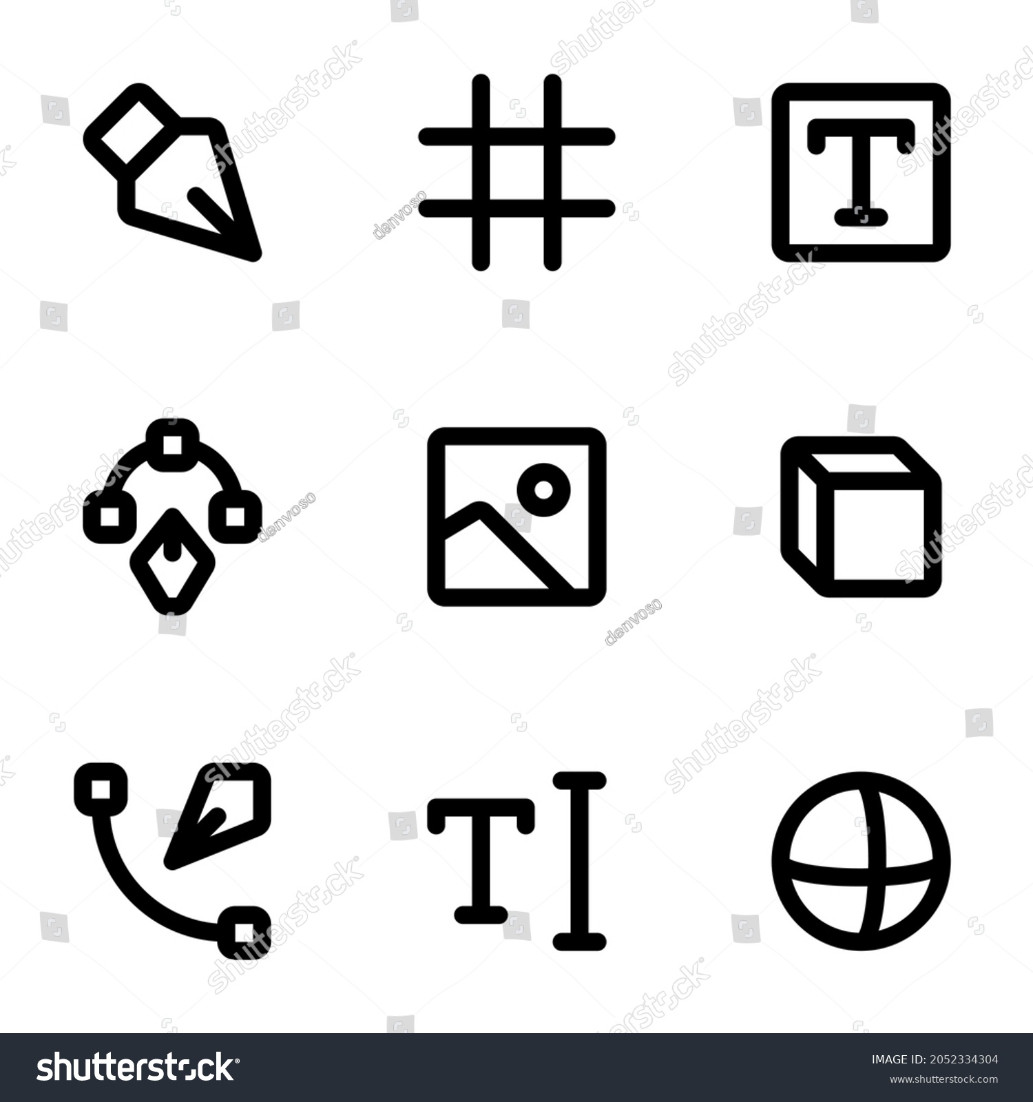 SVG of Digital artist tools typography shapes and more basic and minimalist icons. Icons design for web. svg