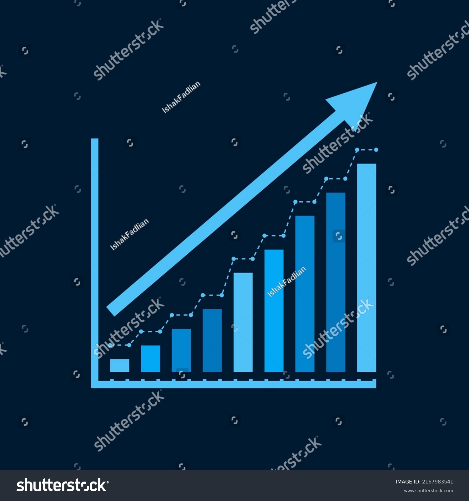 Digital Blue Bar Chart Growing Business Stock Vector (Royalty Free ...