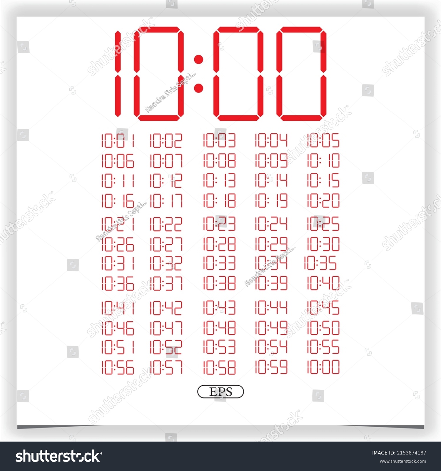 Digital Clock Closeup Displaying 10 Oclock Stock Vector (Royalty Free ...