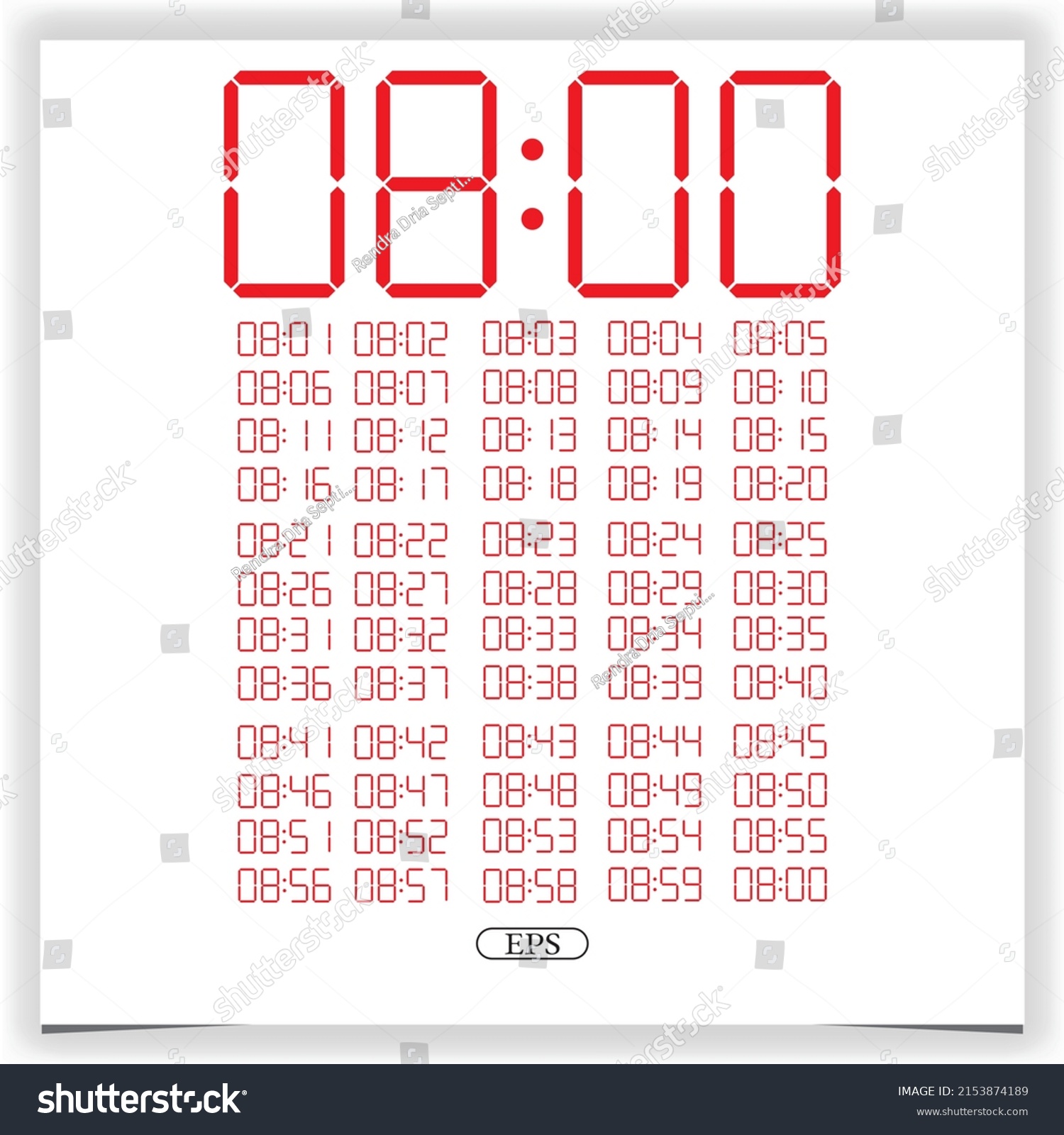 Digital Clock Closeup Displaying 8 Oclock Stock Vector (Royalty Free ...