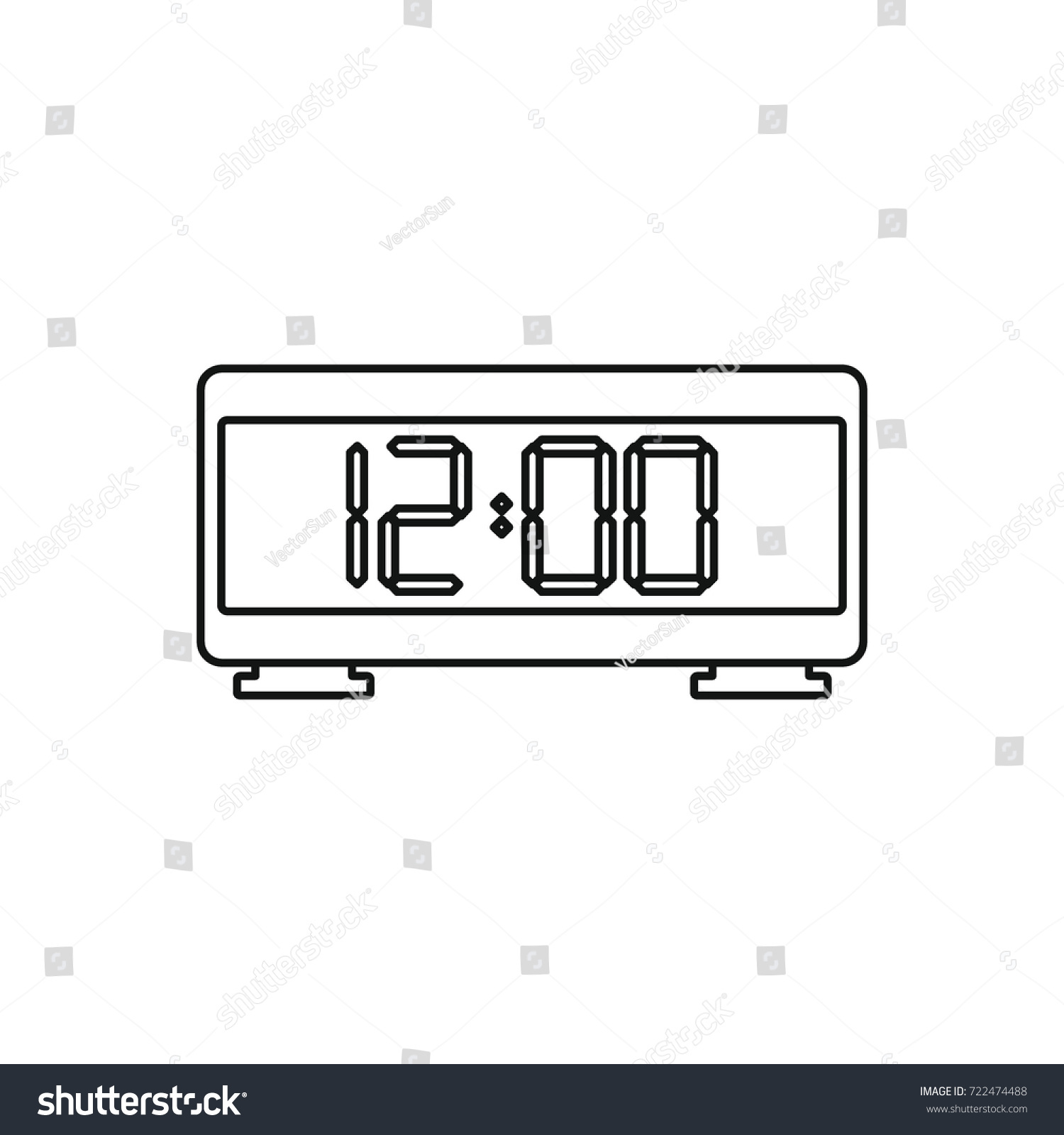 Digital Clock Outline Icon Vector Illustration Stock Vector (Royalty ...