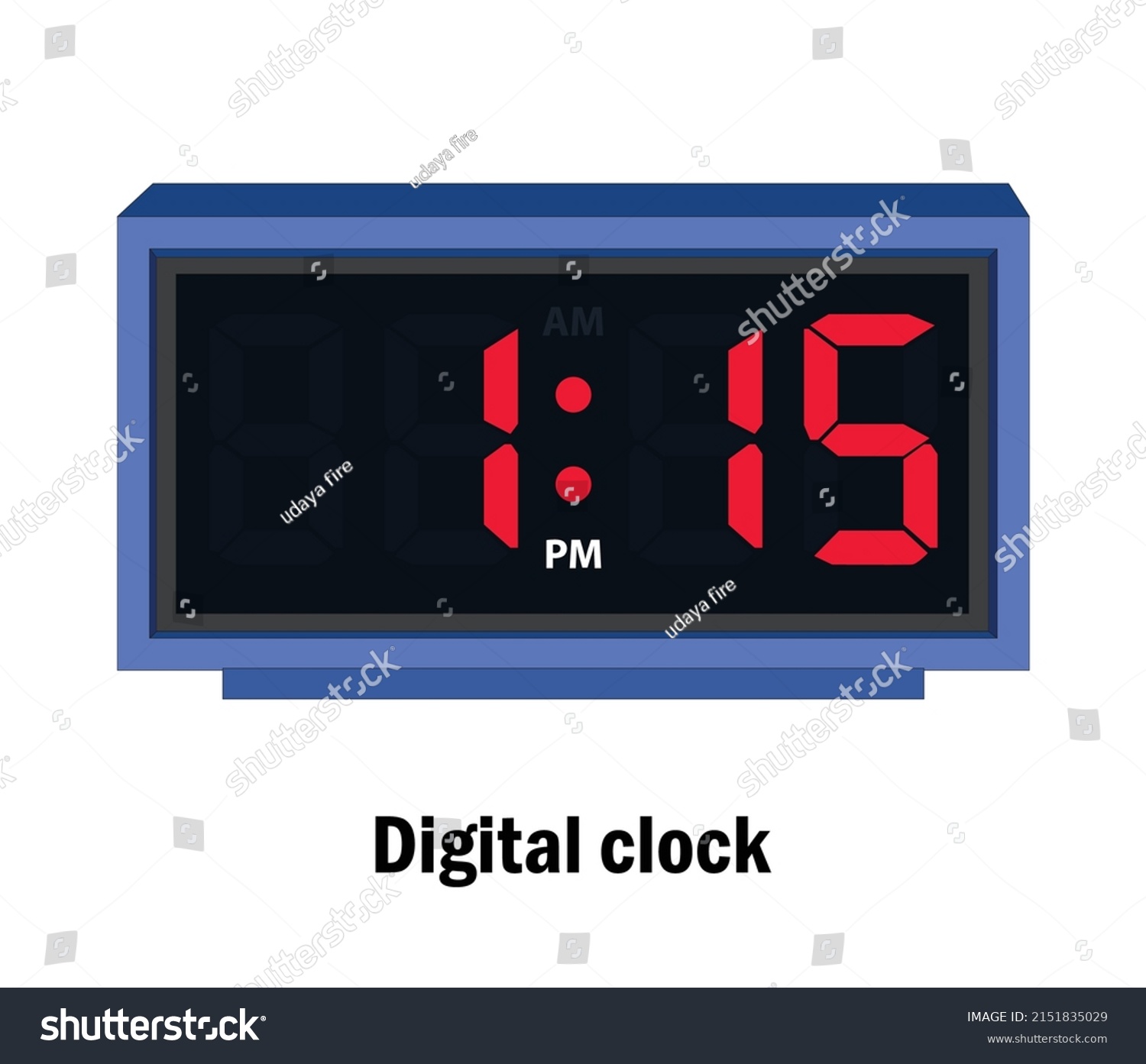 Digital Clock Time 0115pm Vector Stock Vector (Royalty Free) 2151835029 ...