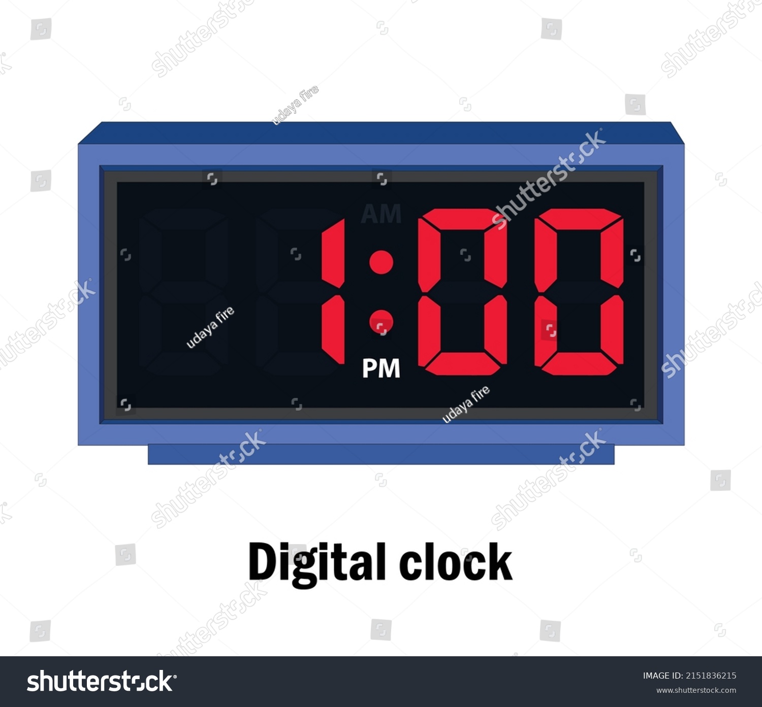 Digital Clock Time 0100pm Vector Stock Vector (Royalty Free) 2151836215