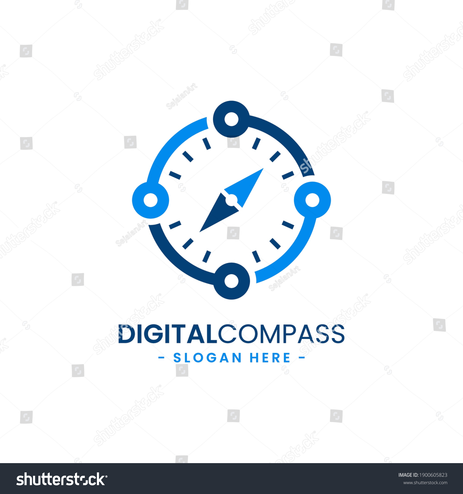 Digital Compass Logo Design Template Illustration Stock Vector (Royalty ...