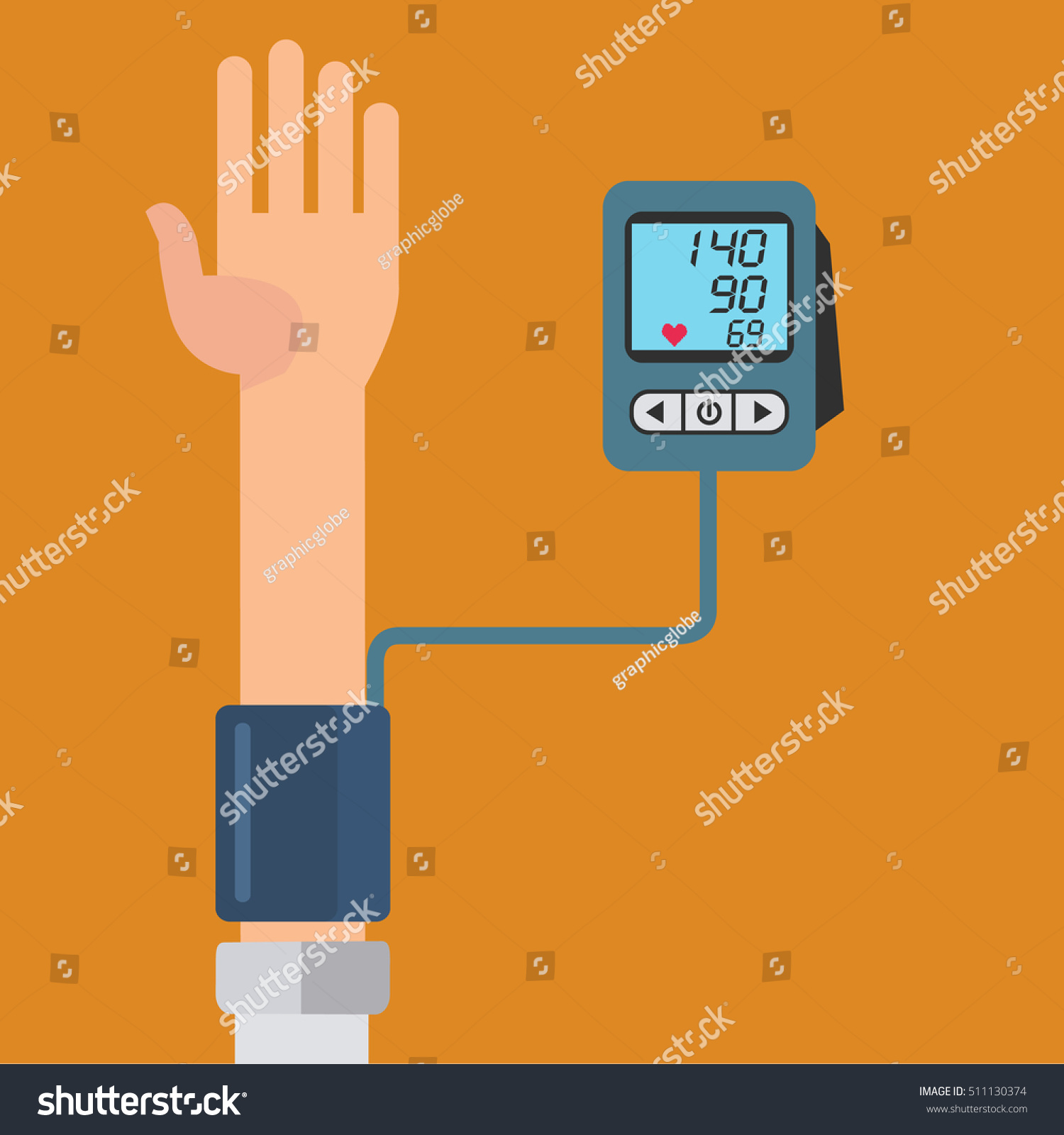 Digital Device Measuring Blood Pressure Sphygmomanometer Stock Vector ...