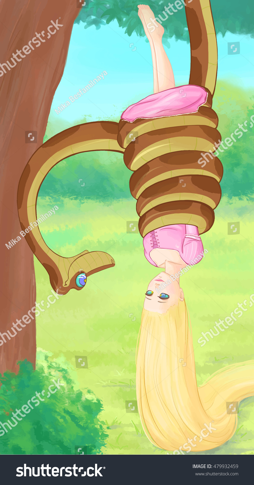Digital Illustration Snake Kaa Rapunzel Hypnosis Stock Vector Royalty Free 479932459