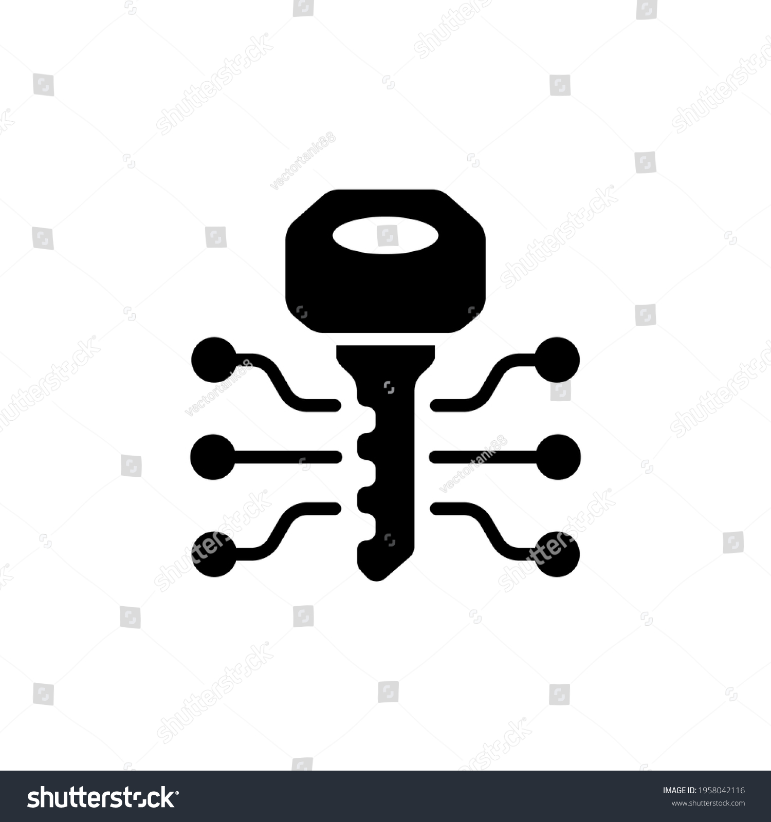 black key with circuit design clip art preview