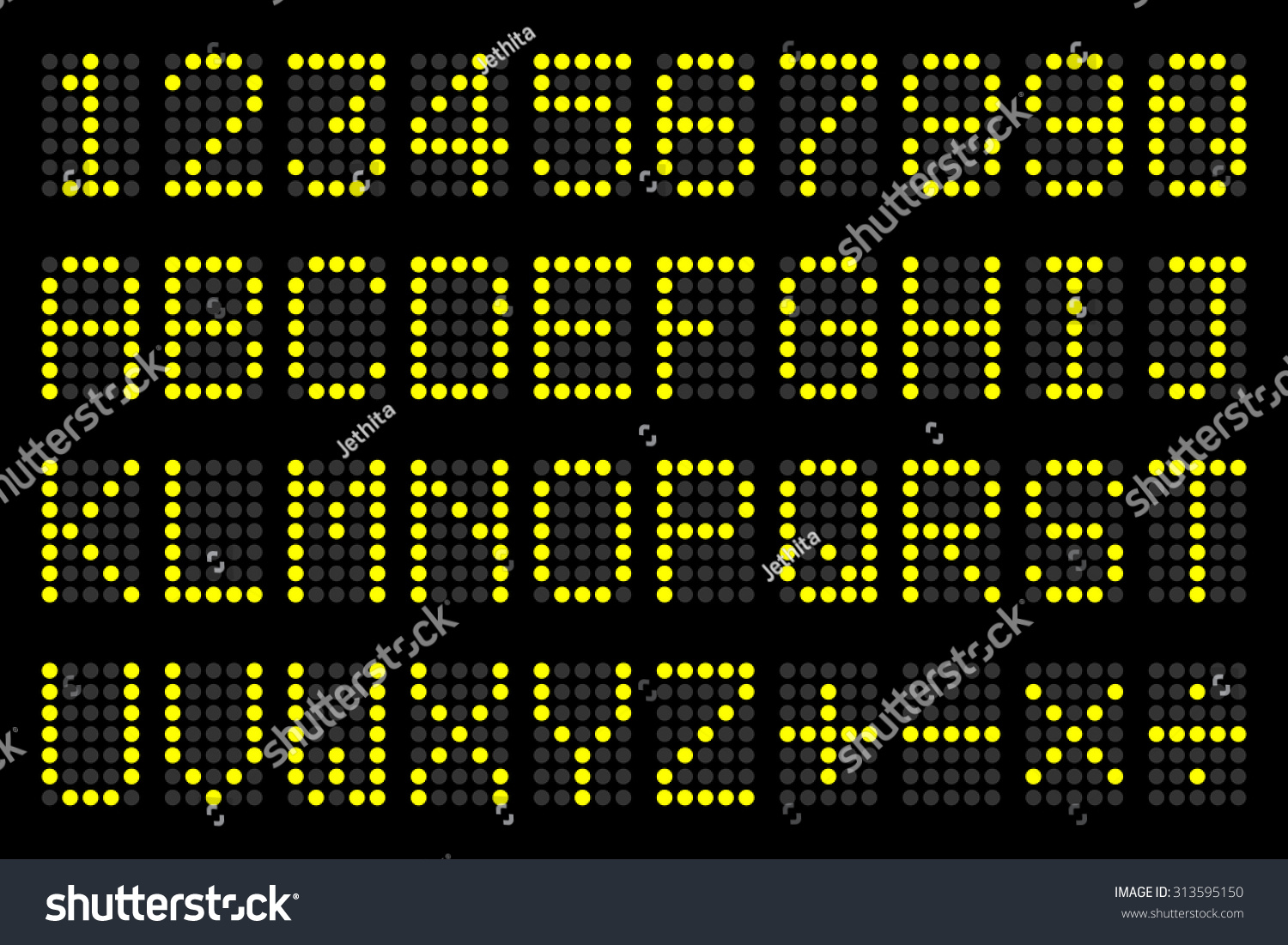 SVG of digital  letters and numbers display board for airport schedules, train timetables, scoreboard etc. svg