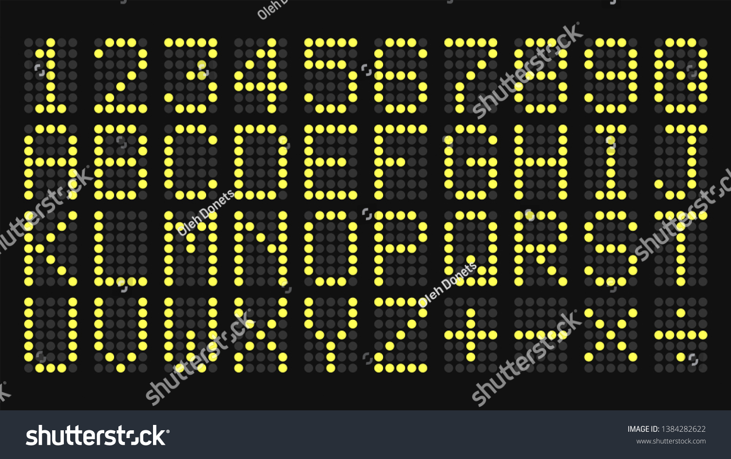 SVG of Digital letters and numbers display board. Vector illustration isolated on black background. svg