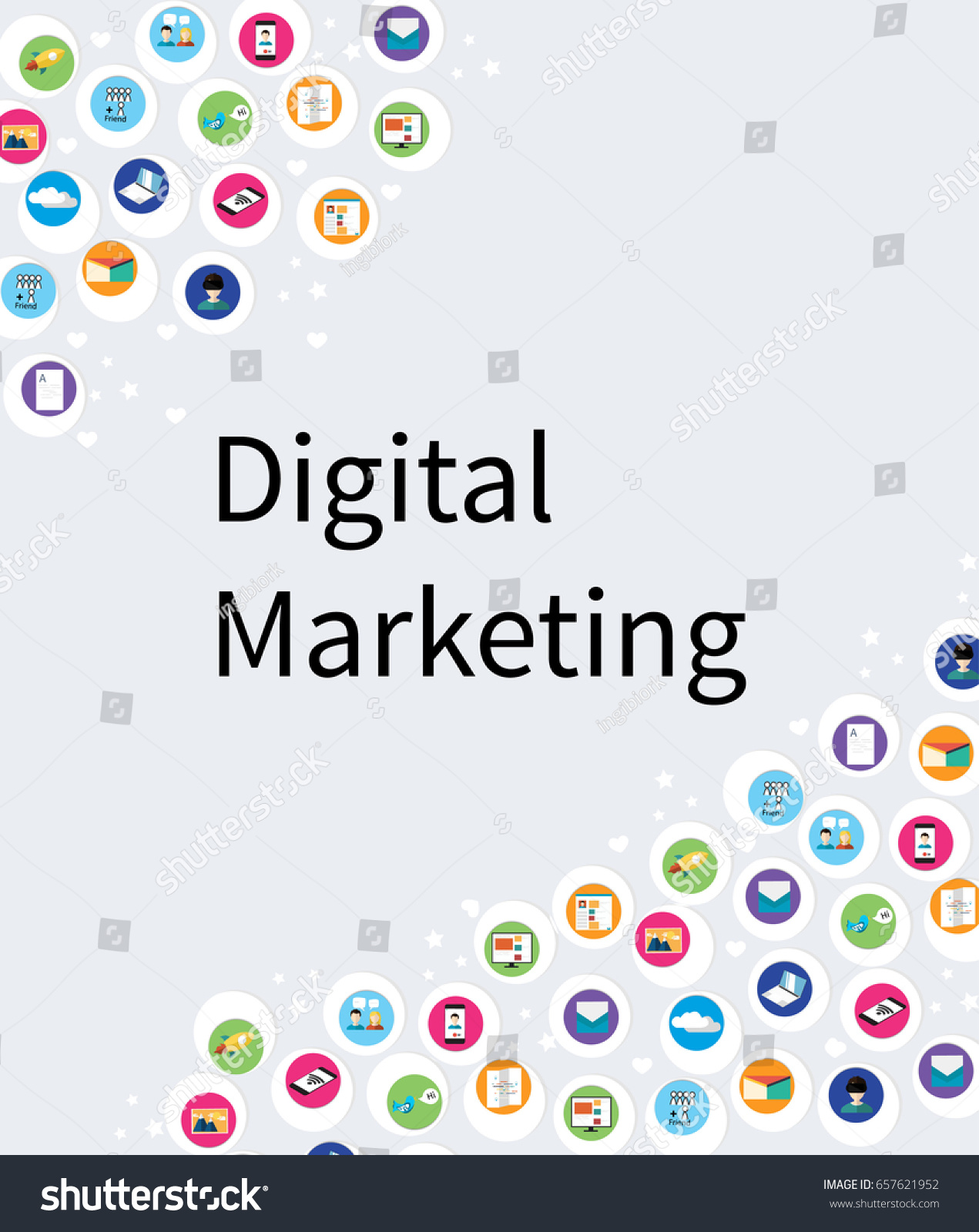 digital marketing abstract presentation template social stock vector