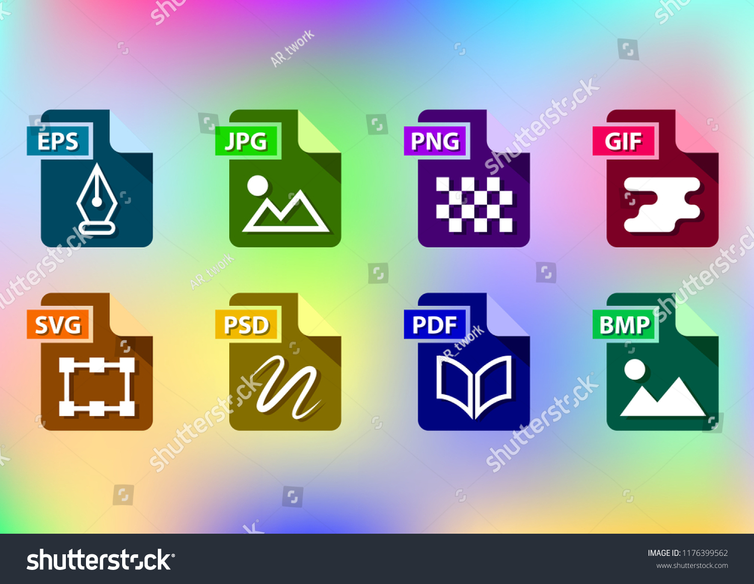 Digital Media File Format Icon Set Stock Vector (Royalty Free) 1176399562