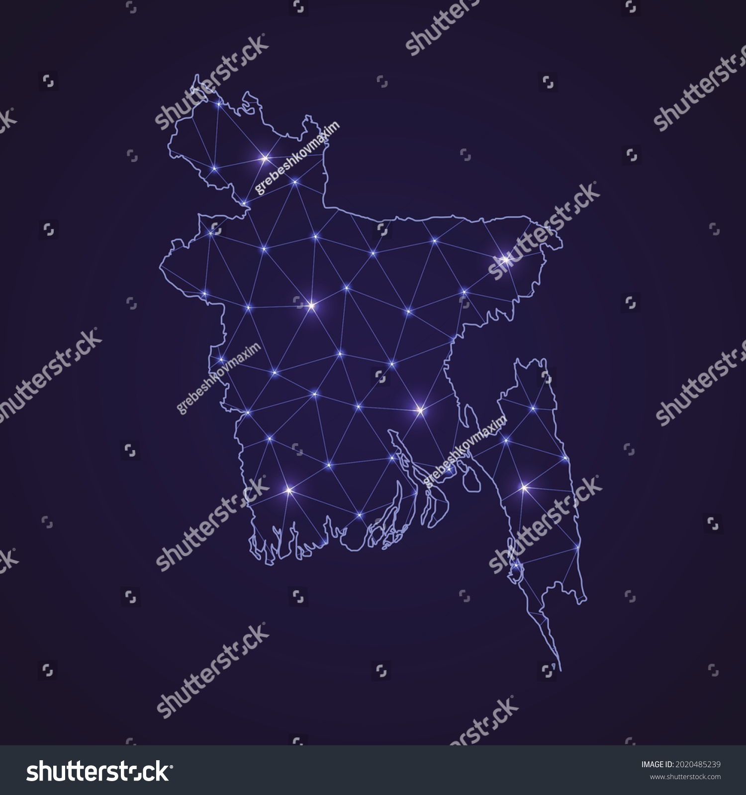 Digital Network Map Bangladesh Abstract Connect: เวกเตอร์สต็อก (ปลอดค่า ...