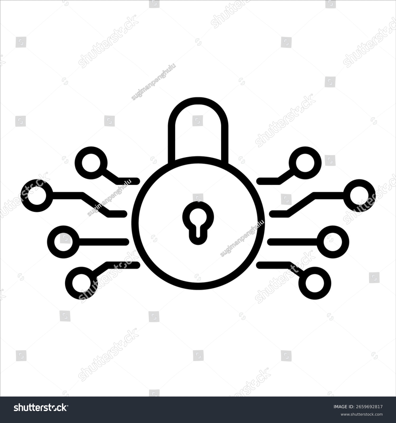 black padlock with circuit elements clip art preview