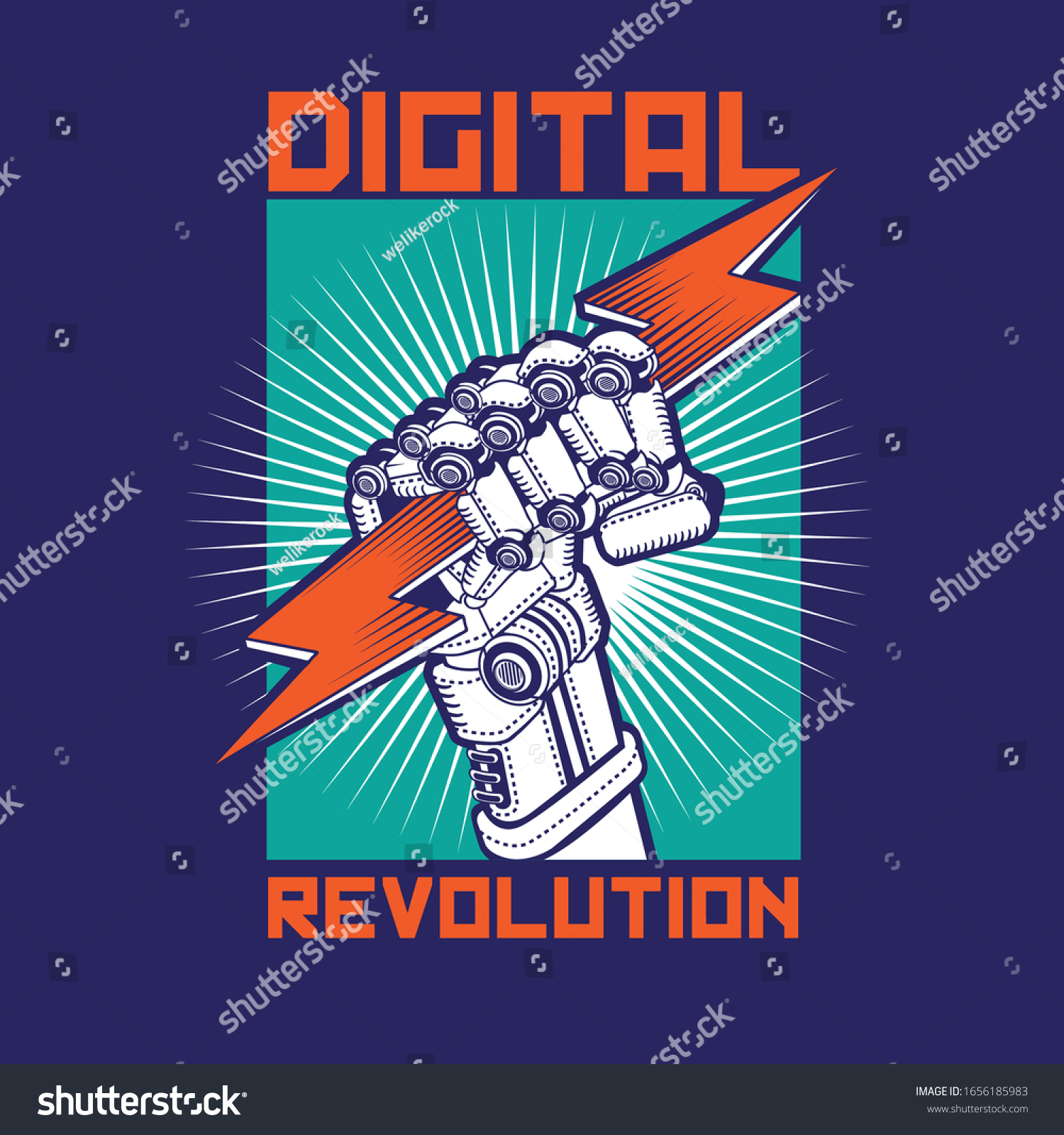 Digital Revolution Poster Style Design Robotic Stock Vector (Royalty