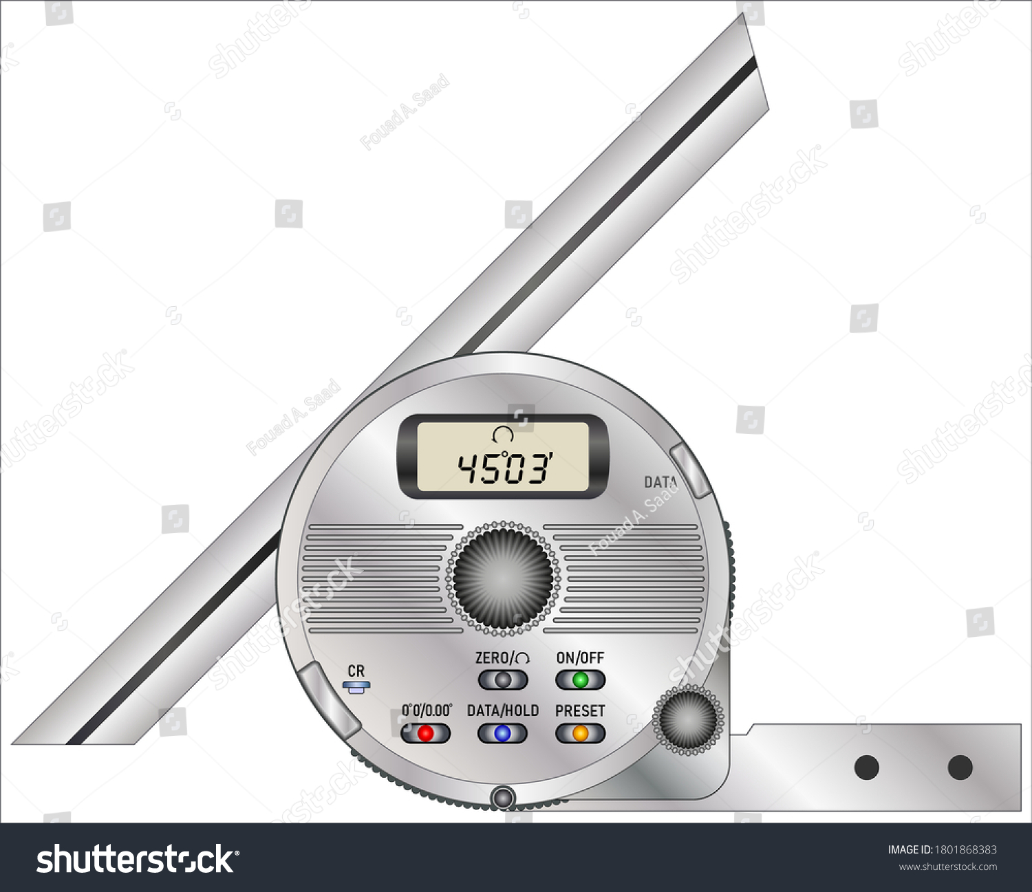 Digital Universal Bevel Protractor Highprecision Angle Stock Vector