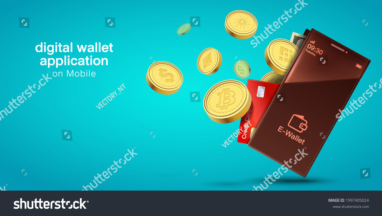 SVG of digital wallet application on mobile. banner vector svg