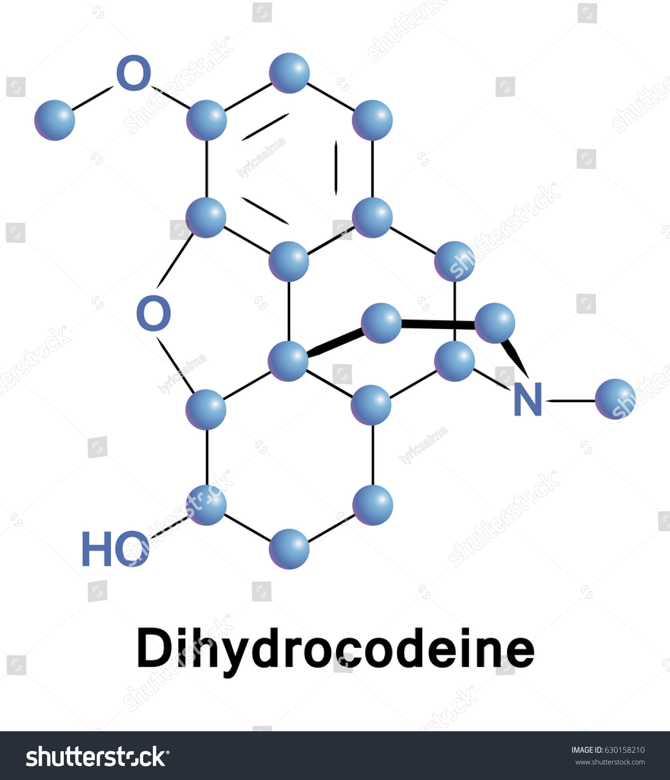SVG of Dihydrocodeine is a semi-synthetic opioid analgesic prescribed for pain or severe dyspnea, or as an antitussive, either alone or compounded with paracetamol or aspirin svg