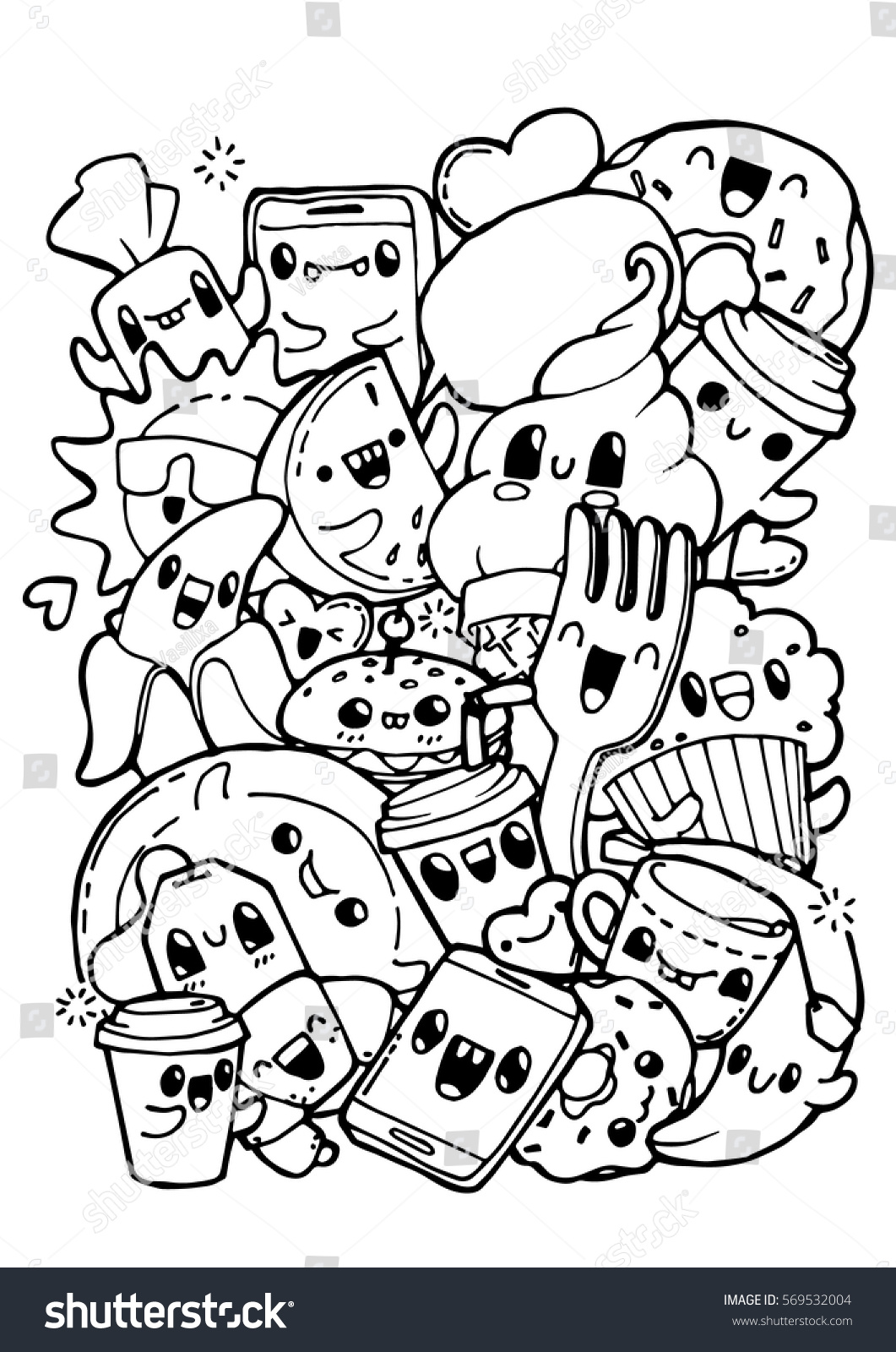 Dining doodles Breakfast lunch dinner food Coloring pages for kids