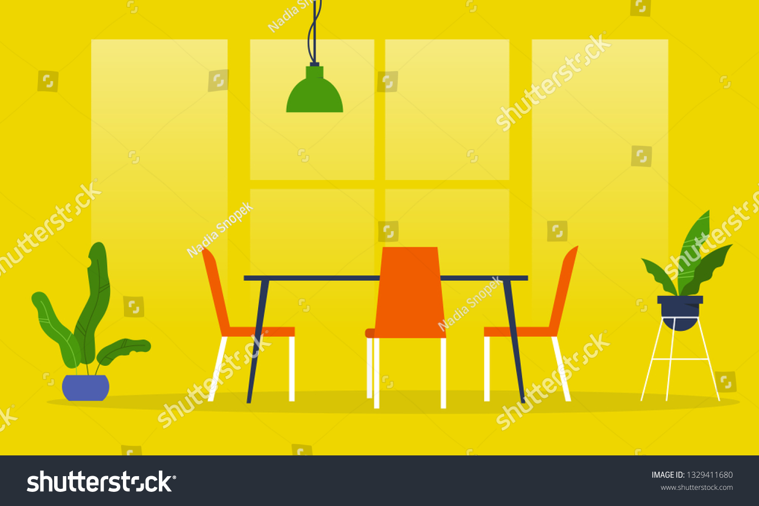 Dining Room Restaurant Millennial Lifestyle Interior Stock Vector Royalty Free 1329411680