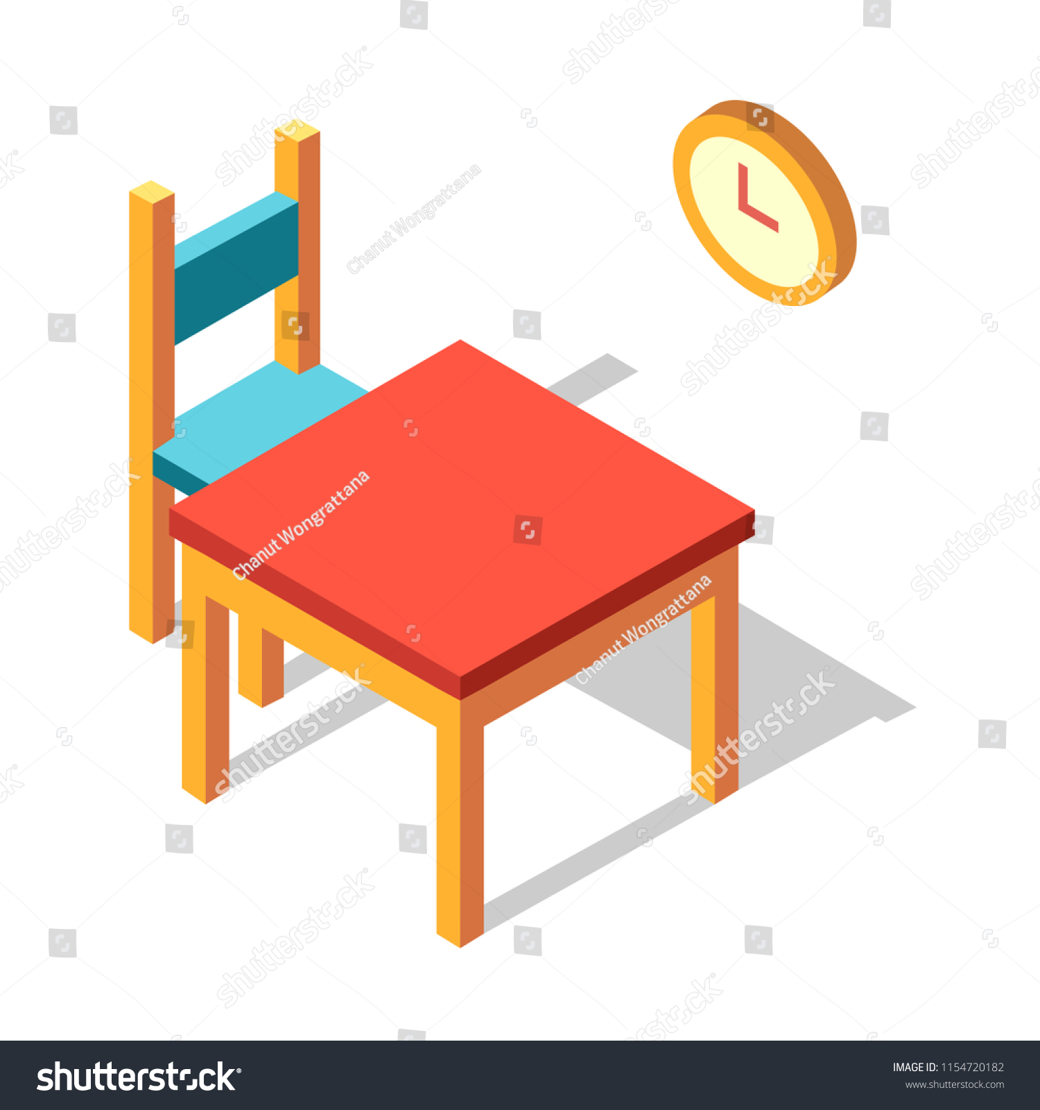 Dining Table Clock Vector Illustration Isometric Stock Vector (Royalty ...