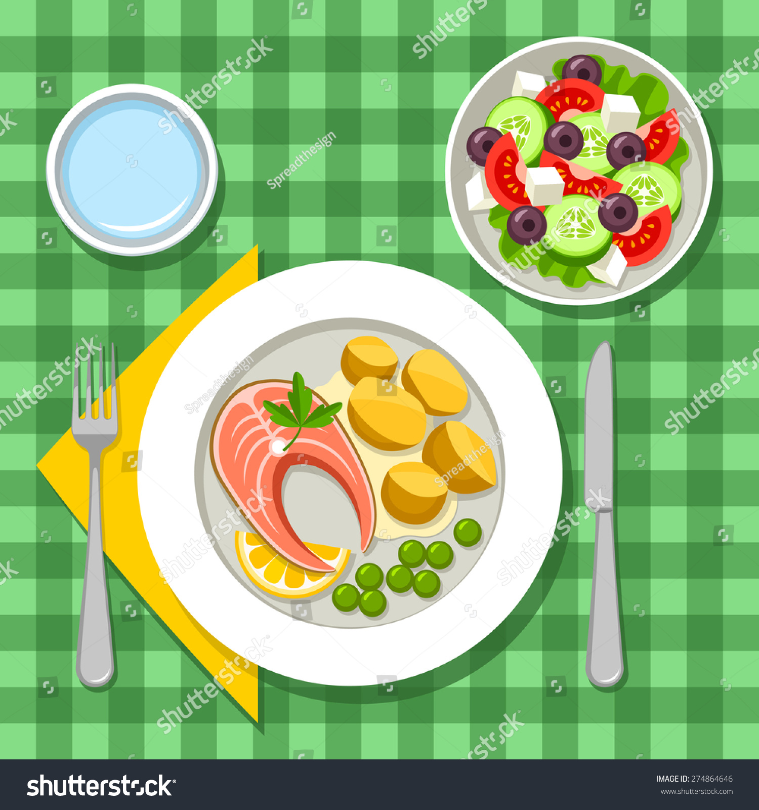 3,011 Salad top view table Stock Illustrations, Images & Vectors ...