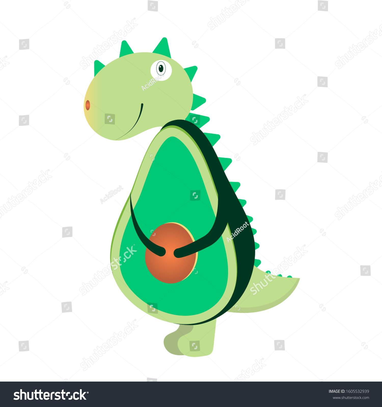 Dino Avocado Vector Cut Half Fresh Stock Vector Royalty Free