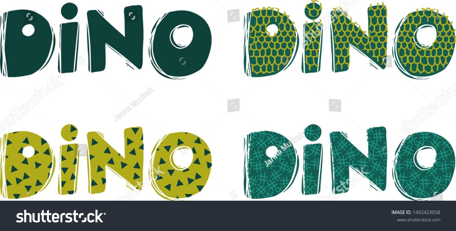 Dino Word Creative Hand Drawn Letterings Stock Vector (Royalty Free ...