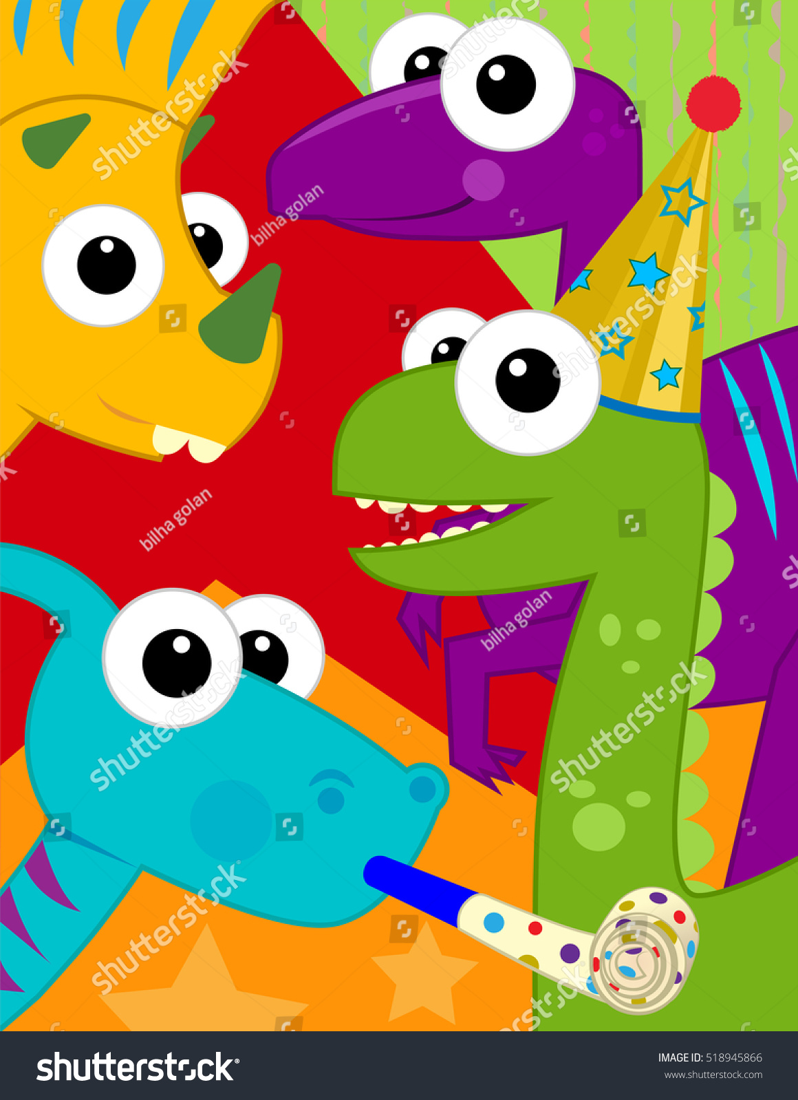 Dinosaur Birthday Card Festive and colorful birthday card with cute dinosaurs Eps10