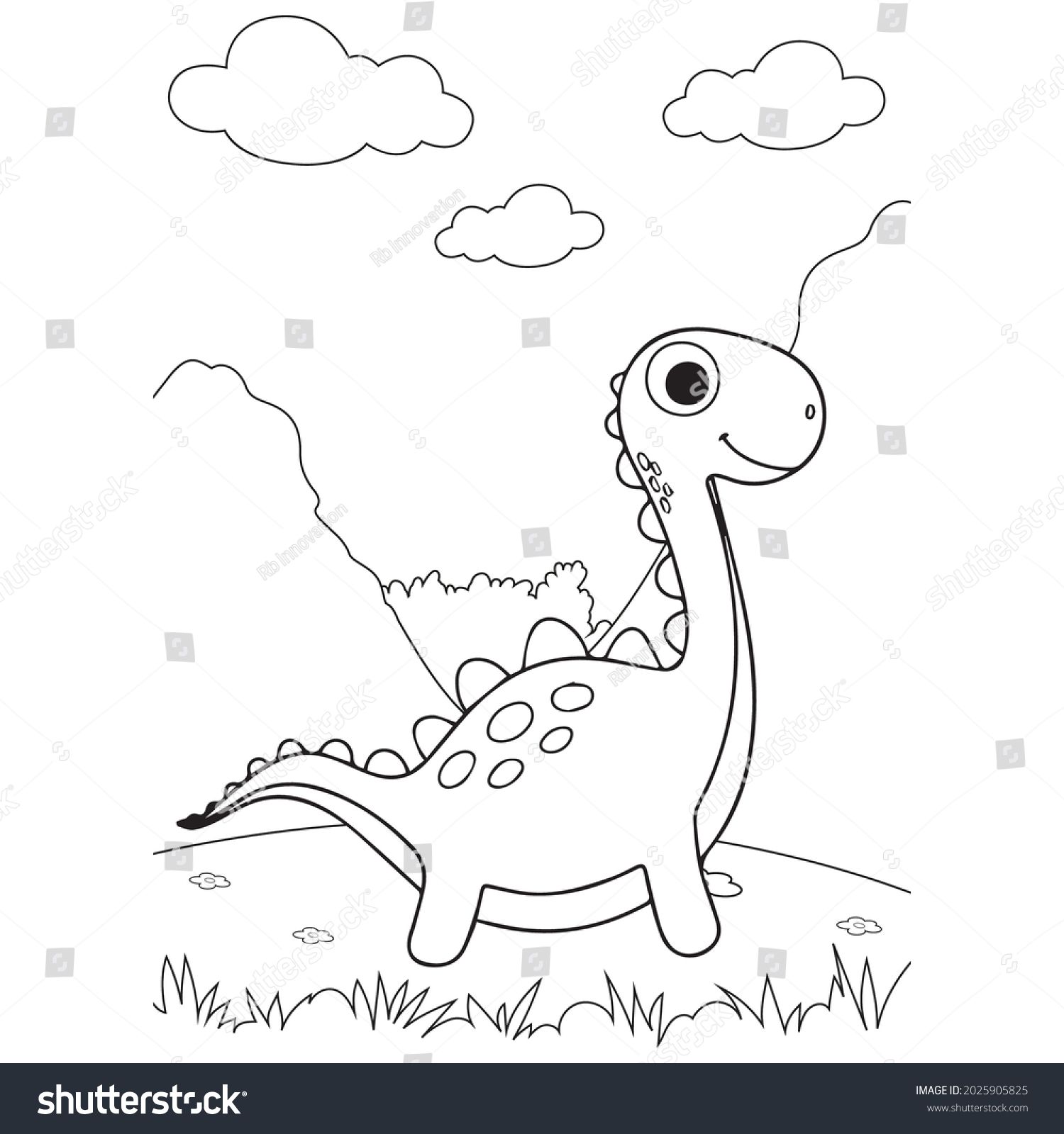 Dinosaur Coloring Book Pages Kids Stock Vector (Royalty Free