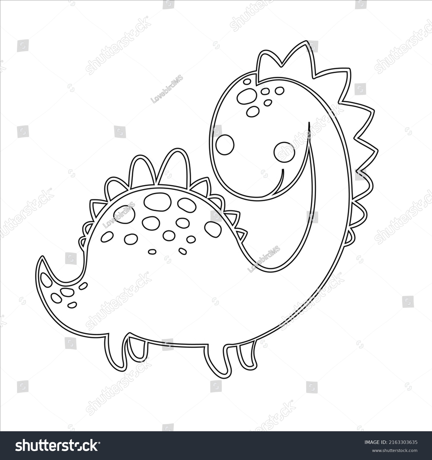 Dinosaur Coloring Page Kids Illustration Dinosaur Stock Vector (Royalty