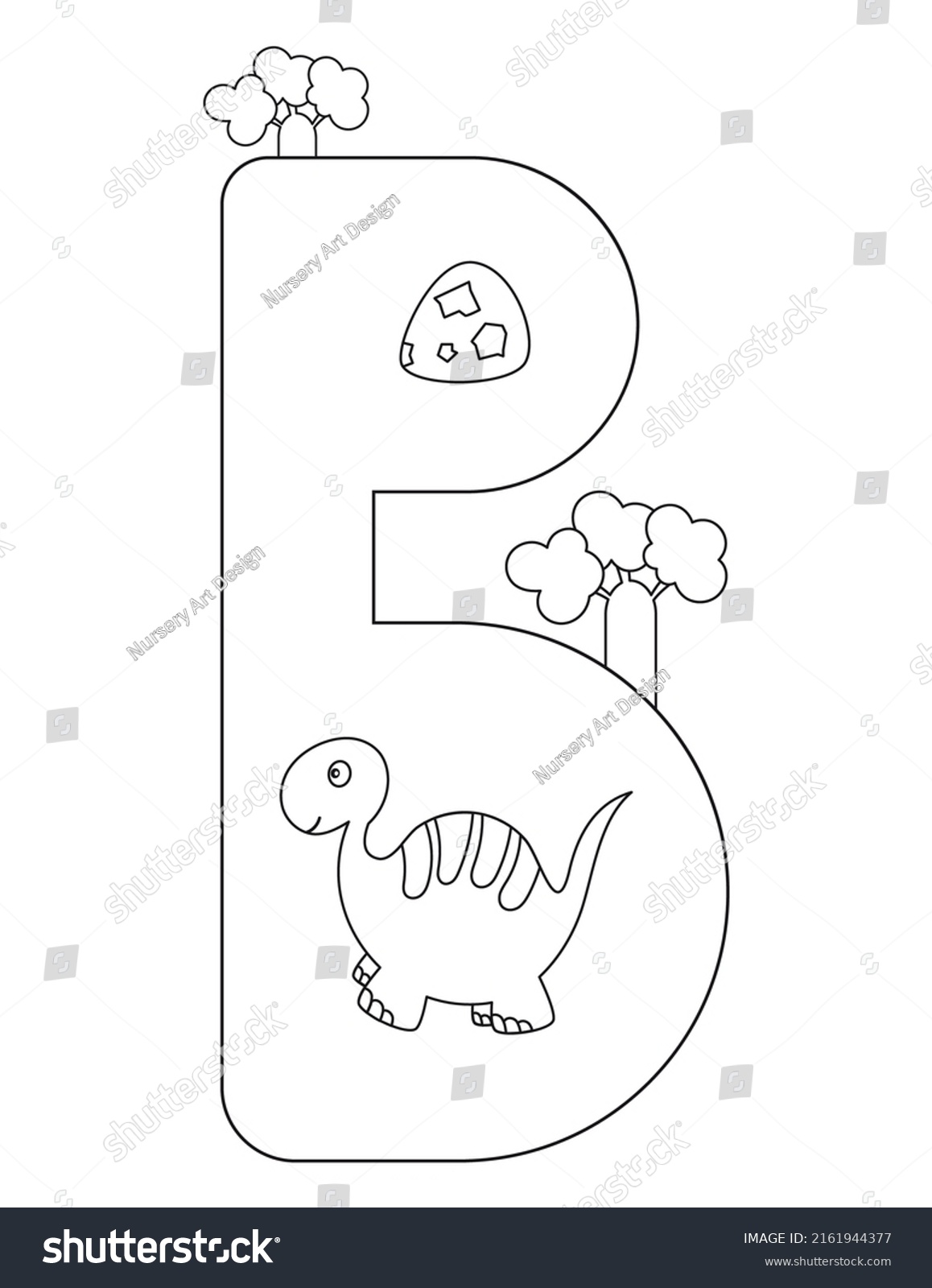 Dinosaur Coloring Page Printable Children Kids Stock Vector (Royalty ...