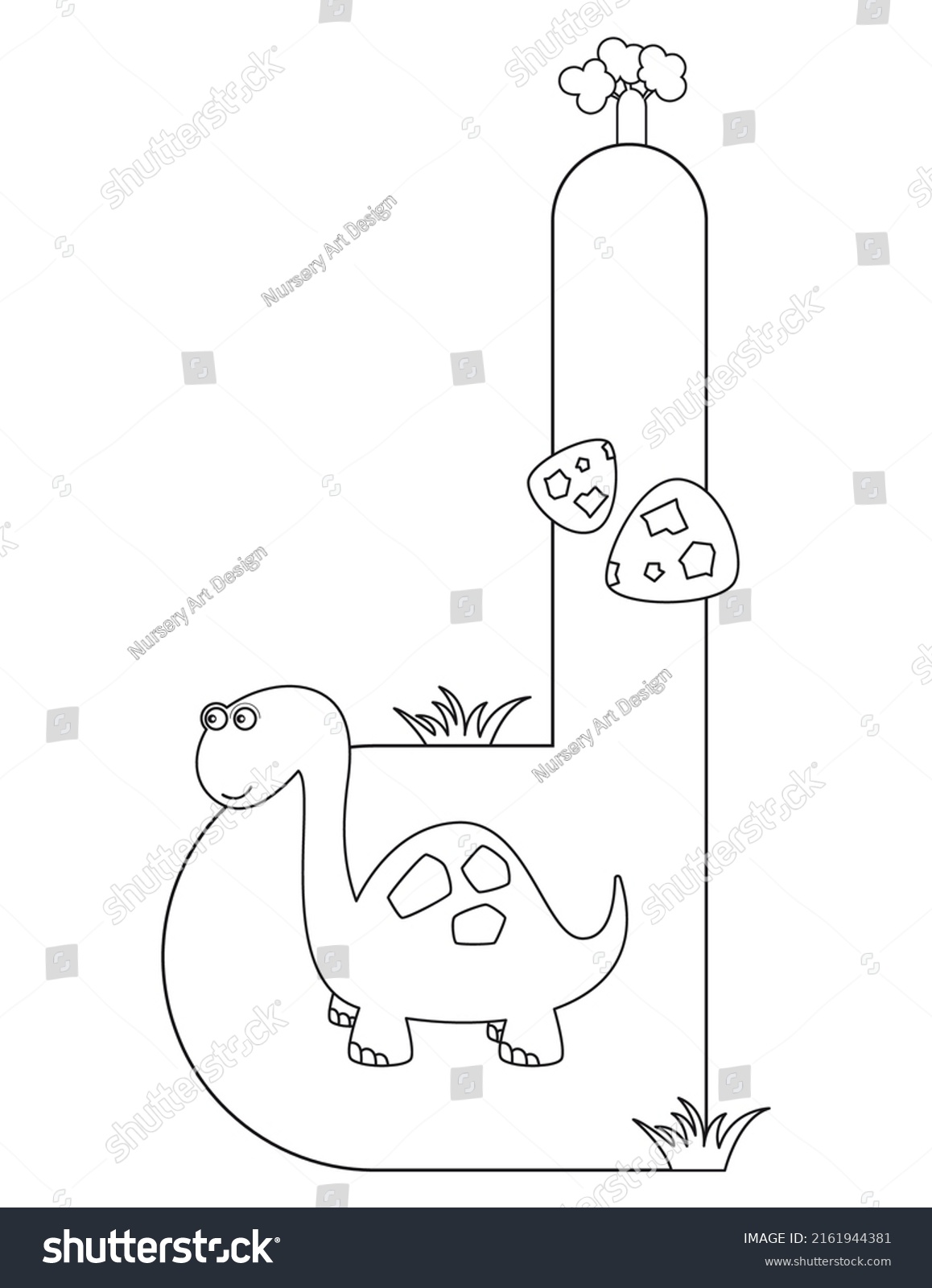 Dinosaur Coloring Page Printable Children Kids Stock Vector (Royalty