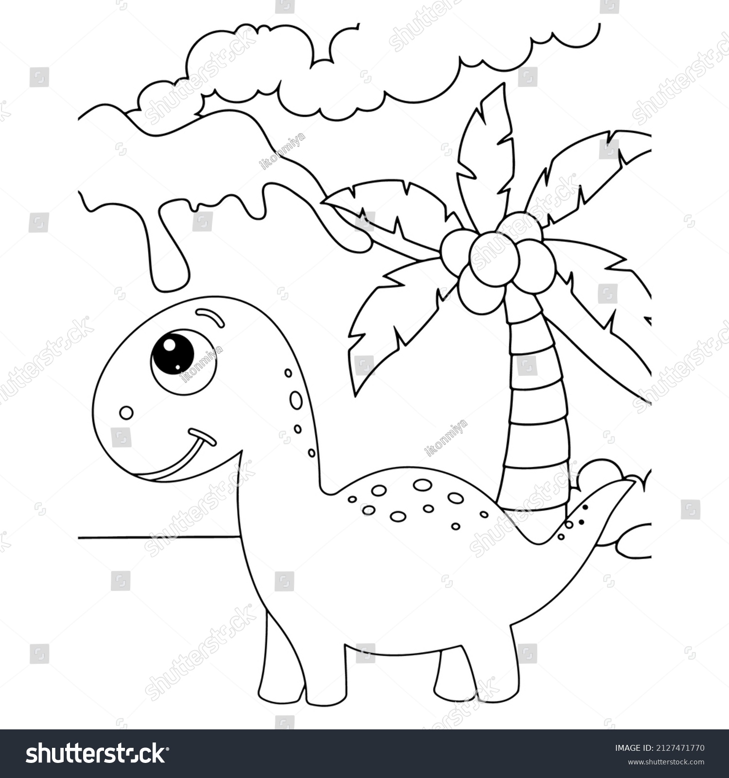 Dinosaur Coloring Pages Kids Stock Vector (Royalty Free) 2127471770