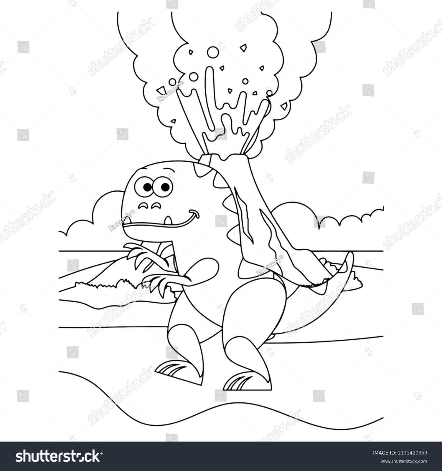 Dinosaur Coloring Pages Kids Stock Vector (Royalty Free) 2131420359