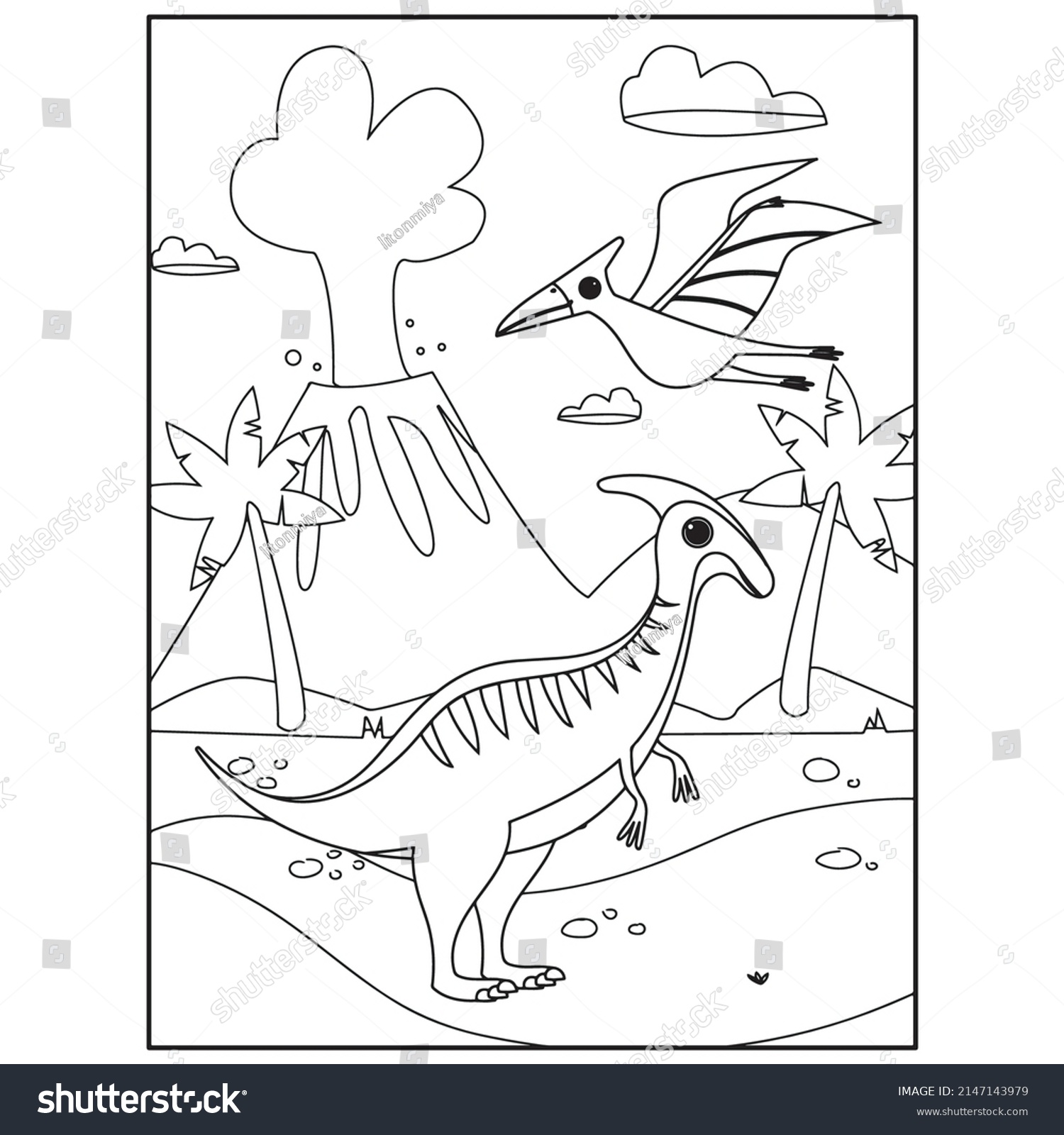 Dinosaur Coloring Pages Kids Stock Vector (Royalty Free) 2147143979