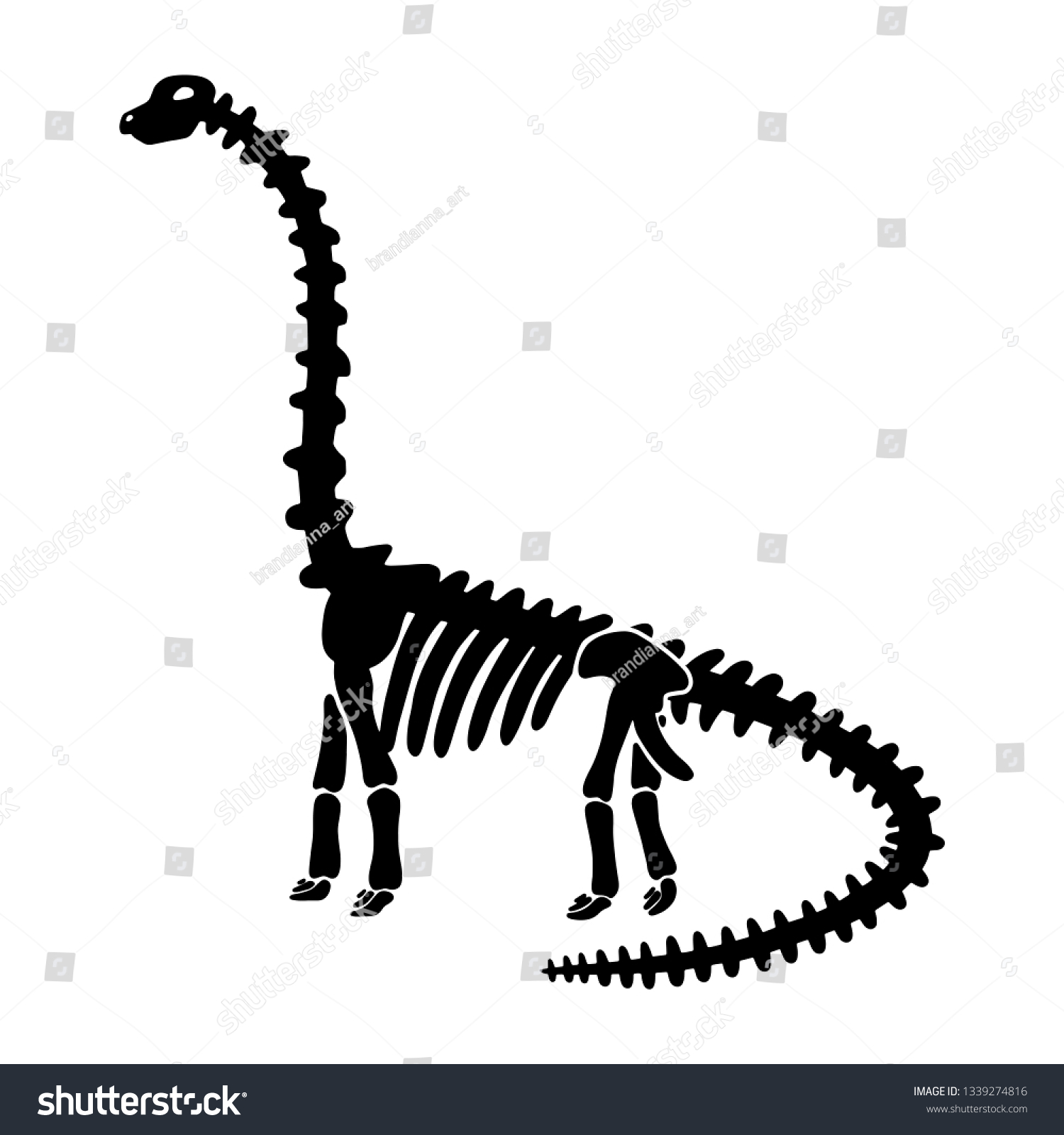 Dinosaur Diplodocus Skeleton Vector Illustration Logo Stock Vector ...