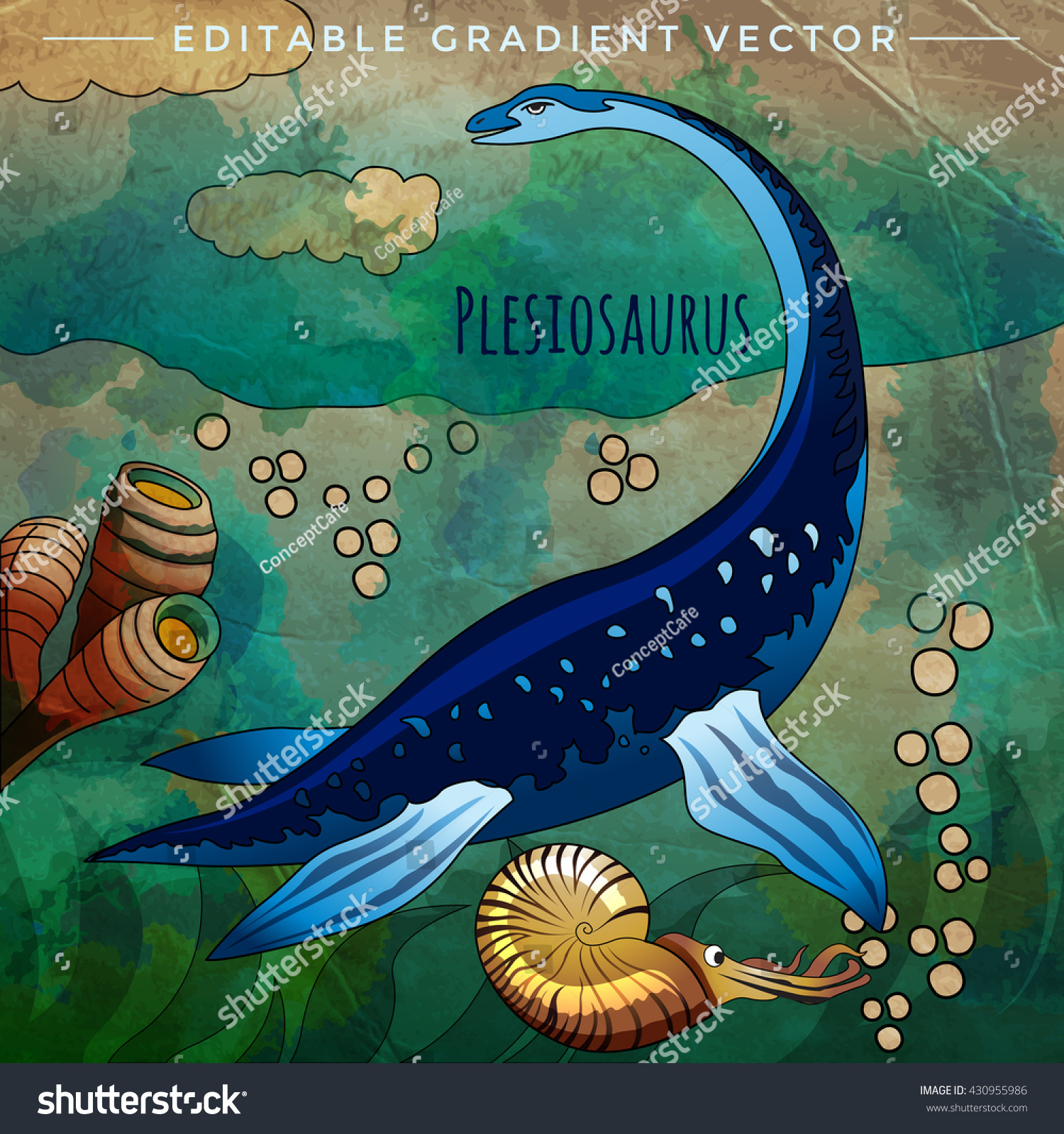 Dinosaur Habitat Vector Illustration Plesiosaur Vetor Stock Livre De Direitos 430955986 4604