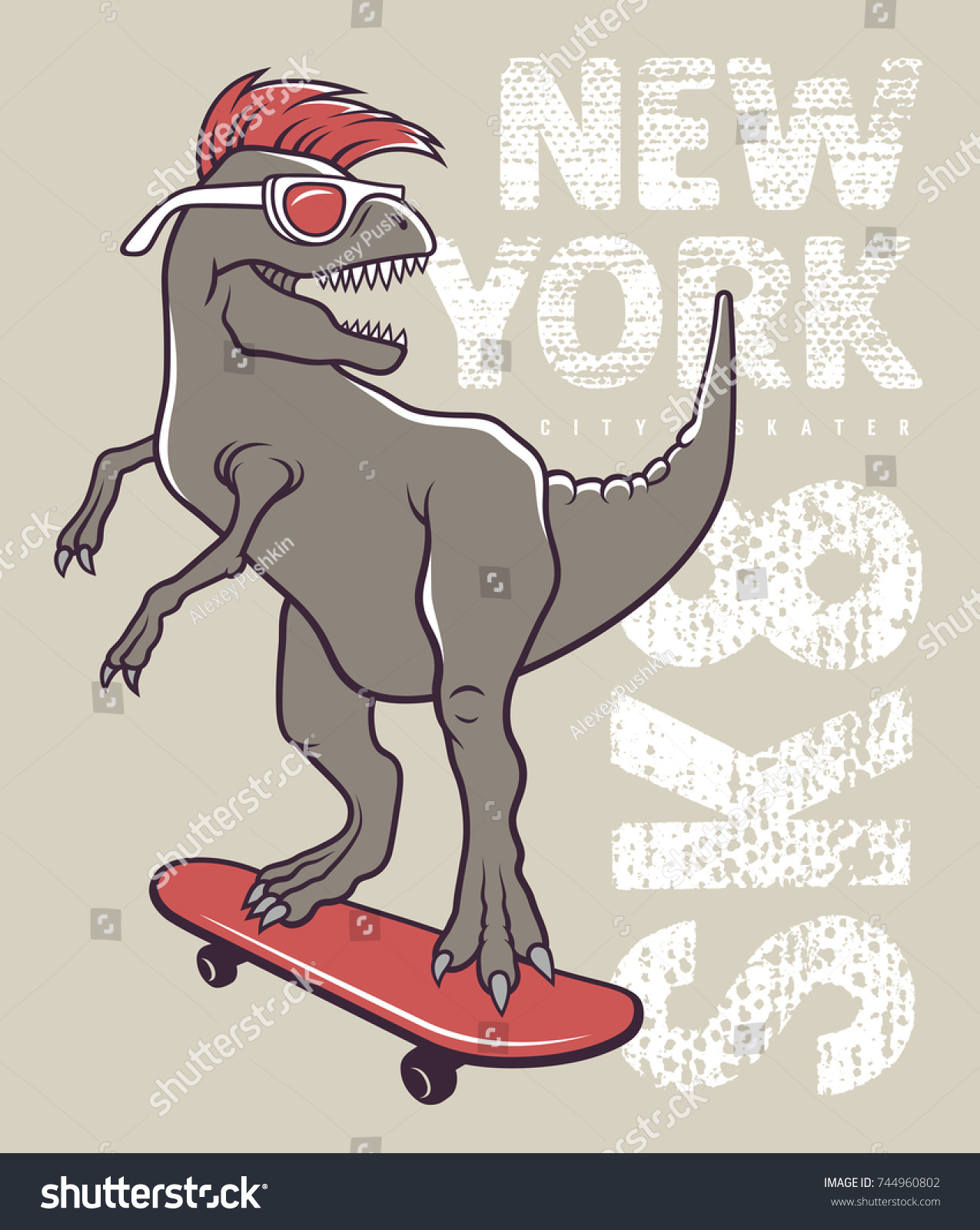 Dinosaur Riding On Skateboard Vector Illustration Stock Vector (Royalty ...